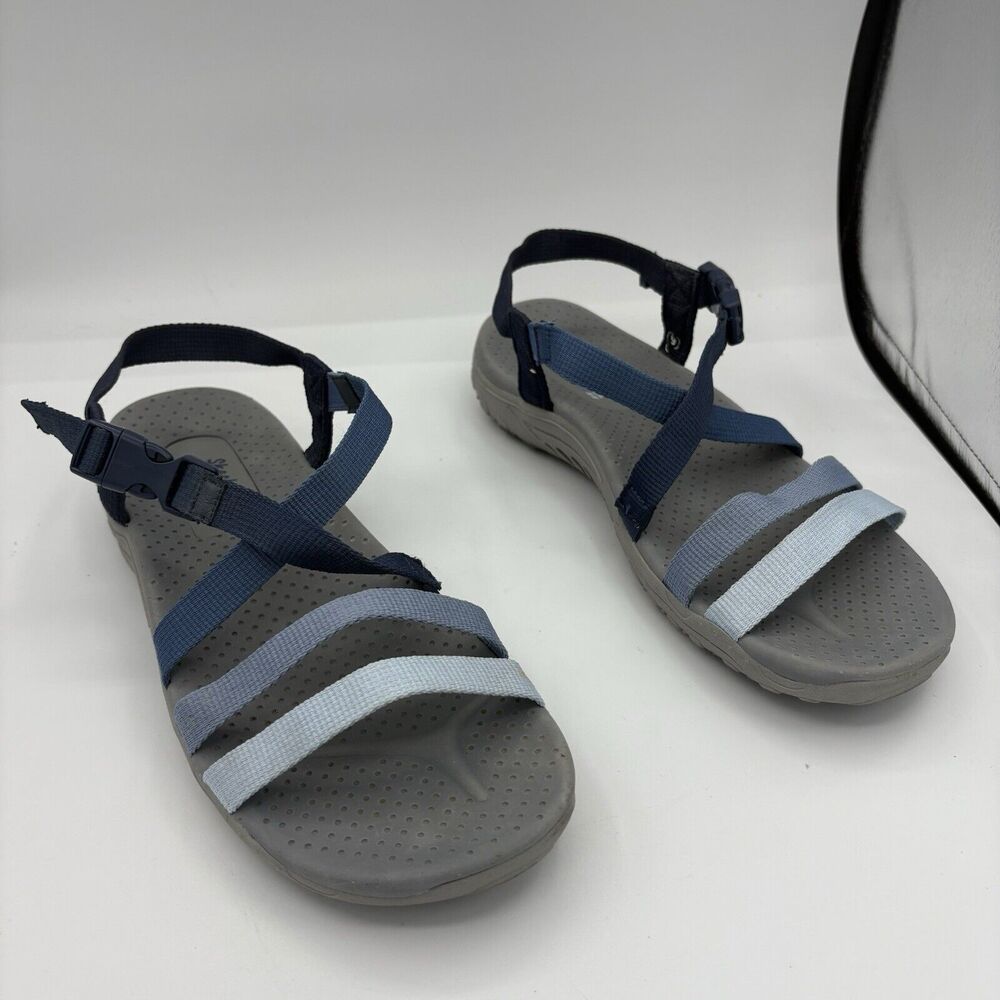 Skechers Sandals Womens Size 9 Reggae Outdoor Lifestyle Blue Flip Flop Strap C2